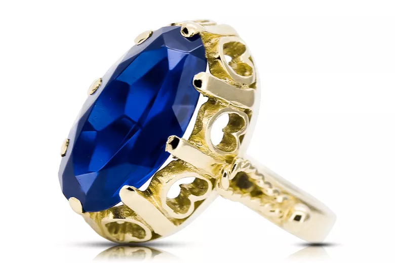 Zafiro Oro amarillo de 14 quilates Anillo Joyería vintage vrc134y